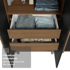 Guarda-Roupa Solteiro com Pés 4 Portas Batentes Rustic/Preto/Rustic Venus Madesa