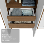 Guarda-Roupa Solteiro 4 Portas Batentes Rustic/Branco/Rustic Venus Madesa