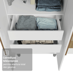 Guarda-Roupa Solteiro com Pés 4 Portas Batentes com Espelho Branco/Branco/Rustic Venus Madesa