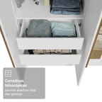 Guarda-Roupa Solteiro 4 Portas Batentes com Espelhos Branco/Branco/Rustic Venus Madesa