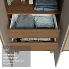 Guarda-Roupa Solteiro com Pés 4 Portas Batentes Rustic/Crema/Rustic Venus Madesa