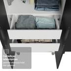 Guarda-Roupa Casal com Pés 6 Portas Batentes Branco/Preto/Preto Venus Madesa