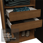 Guarda-Roupa Casal 6 Portas Batentes Rustic/Preto/Preto Venus Madesa