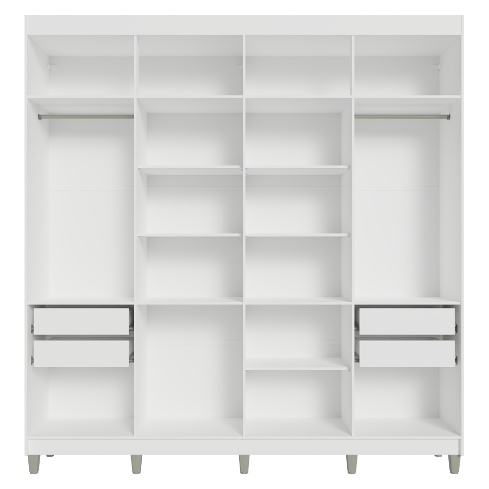 Guarda-Roupa Closet com Pés 4 Gavetas 216cm Branco Venus Madesa