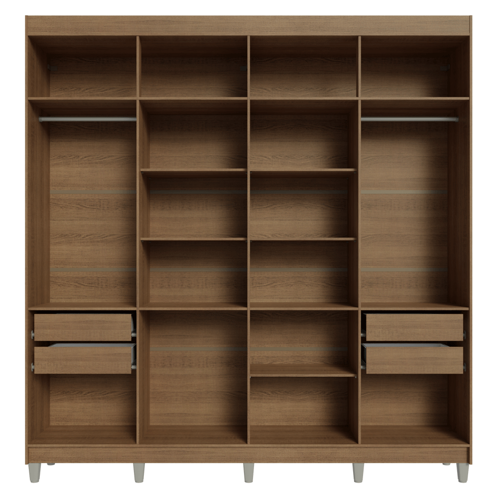 Guarda-Roupa Closet com Pés 4 Gavetas 216cm Rustic Venus Madesa