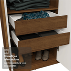 Guarda-Roupa Casal 8 Portas Batentes com Espelho Rustic/Branco/Rustic Venus Madesa