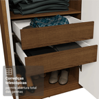 Guarda-Roupa Casal 8 Portas Batentes com Espelho Rustic/Branco/Rustic Venus Madesa