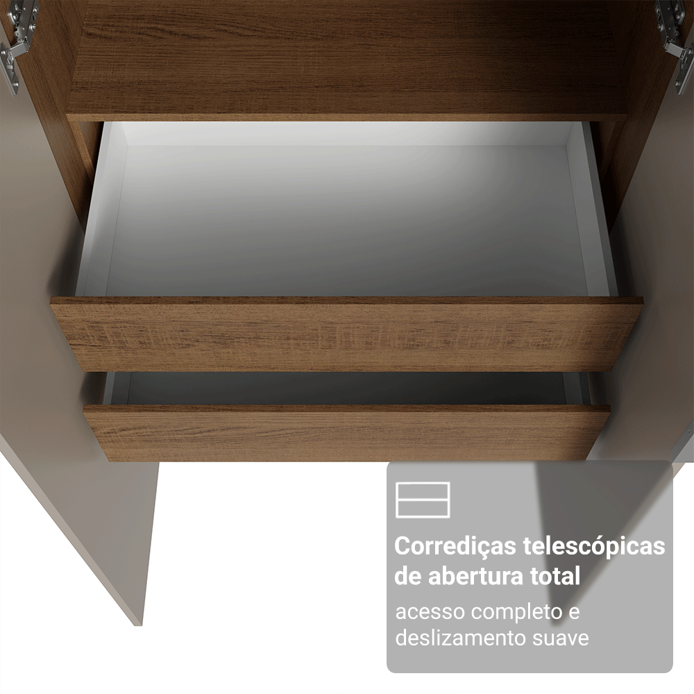Guarda-Roupa Modulado 2 Portas com Espelho 4 Gavetas 1 Cabideiro Rustic/Crema Neo Madesa