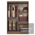 Guarda-Roupa 2 Portas de Correr de Espelho Rustic Max Madesa