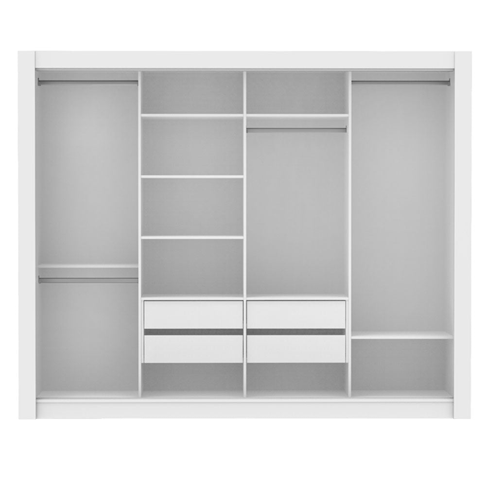 Guarda-Roupa Casal Madesa Alabama 4 Portas de Correr com Espelhos Branco
