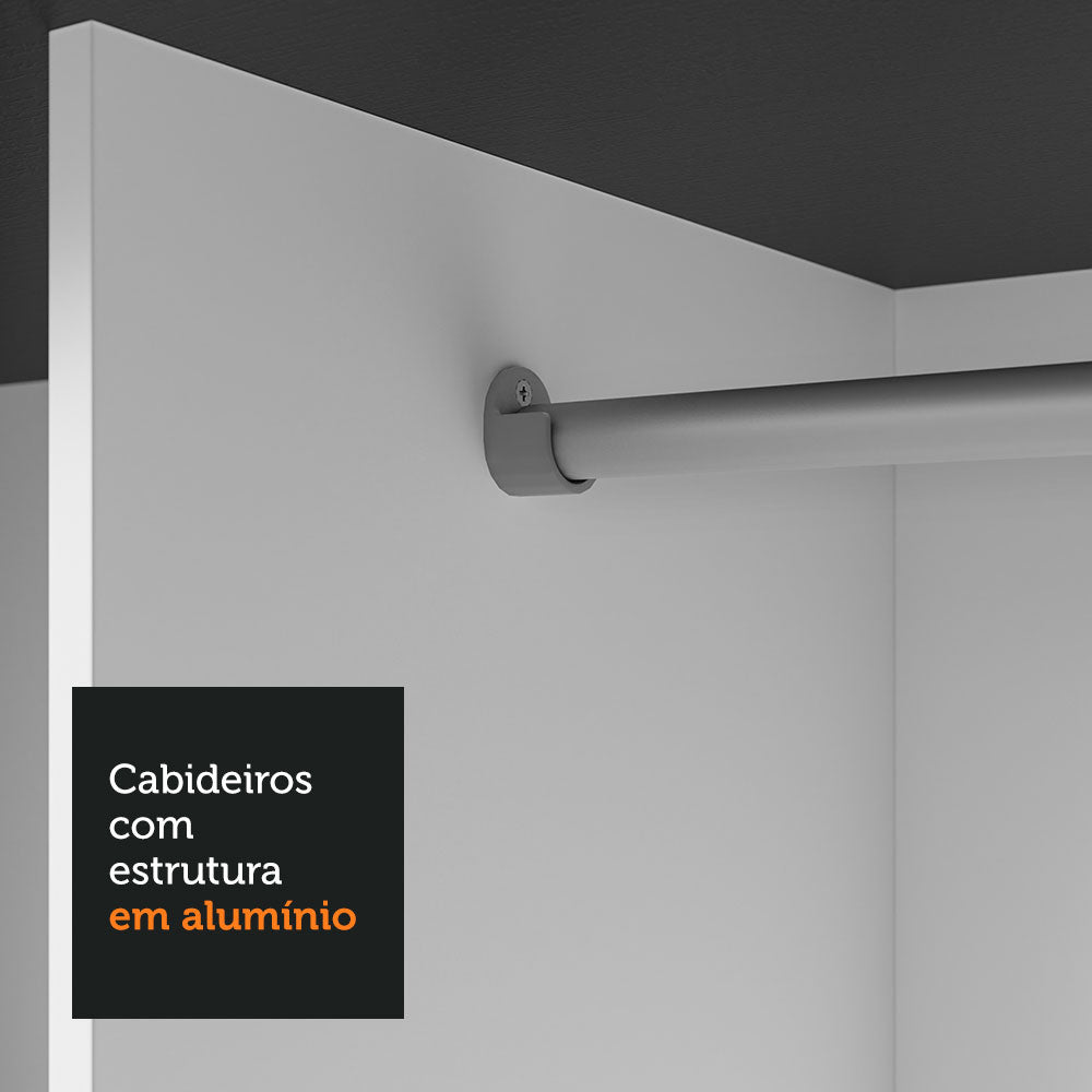Guarda-Roupa Casal 3 Portas de Correr Preto/Branco Nobre Madesa