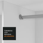 Guarda-Roupa Casal 3 Portas de Correr Branco/Cinza Sublime Plus Madesa