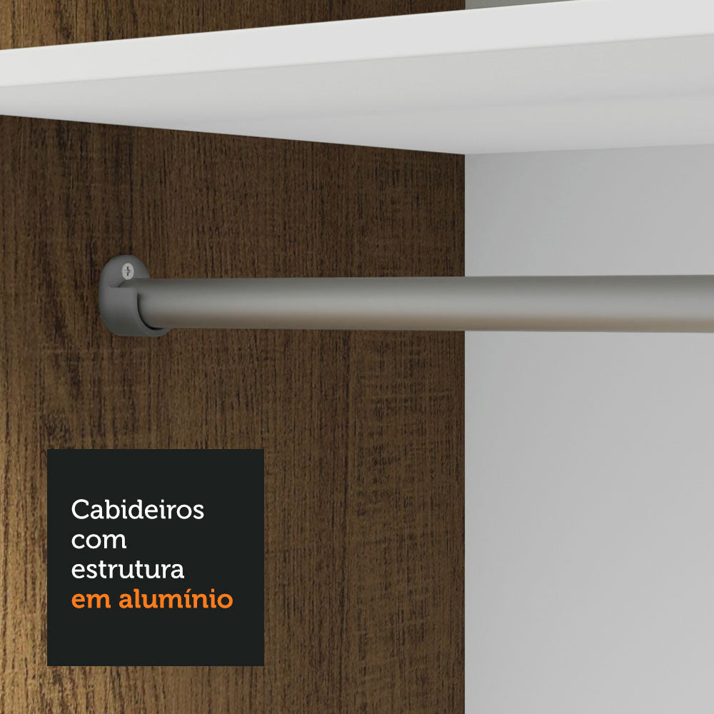 Guarda-Roupa Solteiro 2 Portas de Correr Rustic/Cinza Milano Madesa