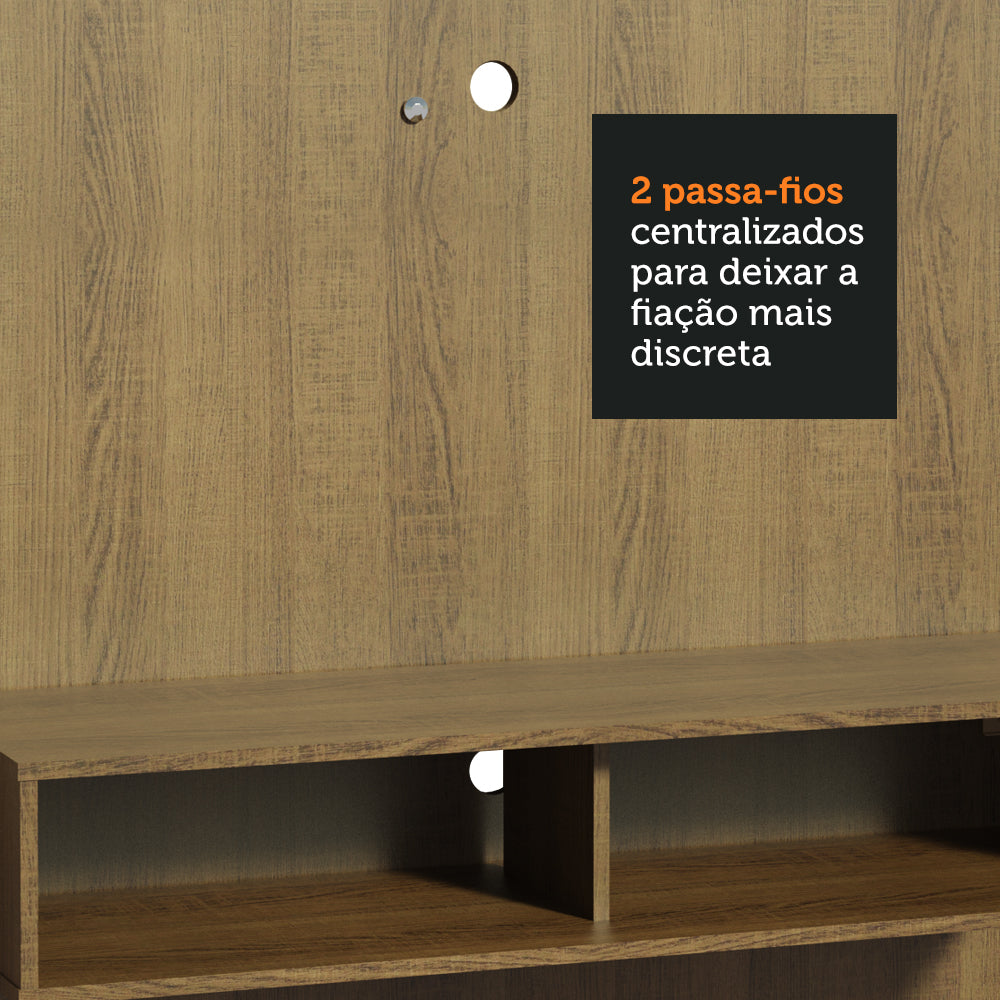 Painel para TV até 50 Polegadas Madesa Arizona 1 Prateleira 2 Nichos Rustic