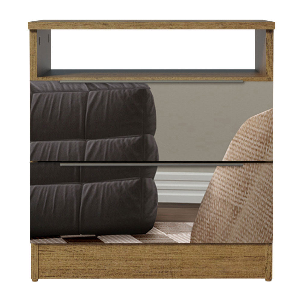 Mesa de Cabeceira Madesa 3227 2 Gavetas com Espelho Rustic