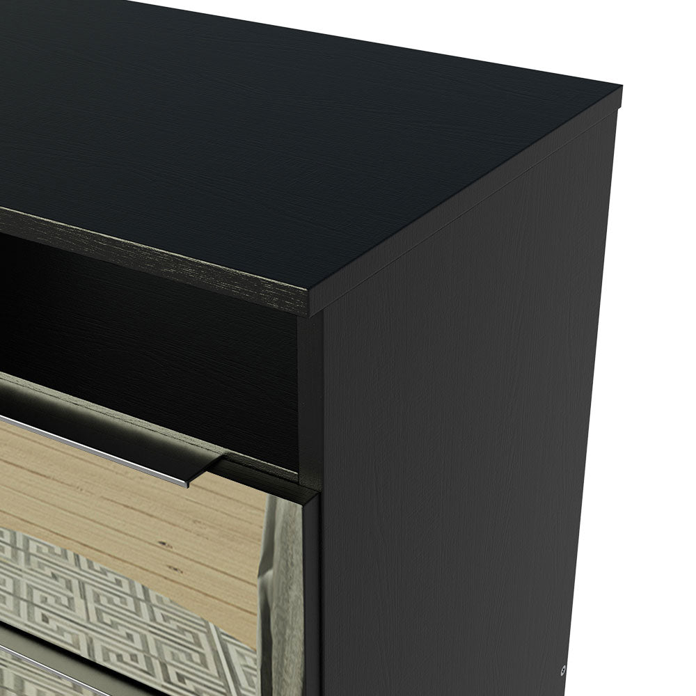 Mesa de Cabeceira Madesa 3227 2 Gavetas com Espelho Preto