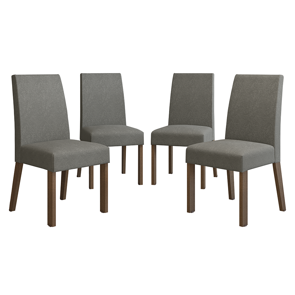 Kit 4 Cadeiras de Jantar 4255 Rustic/Silver Madesa