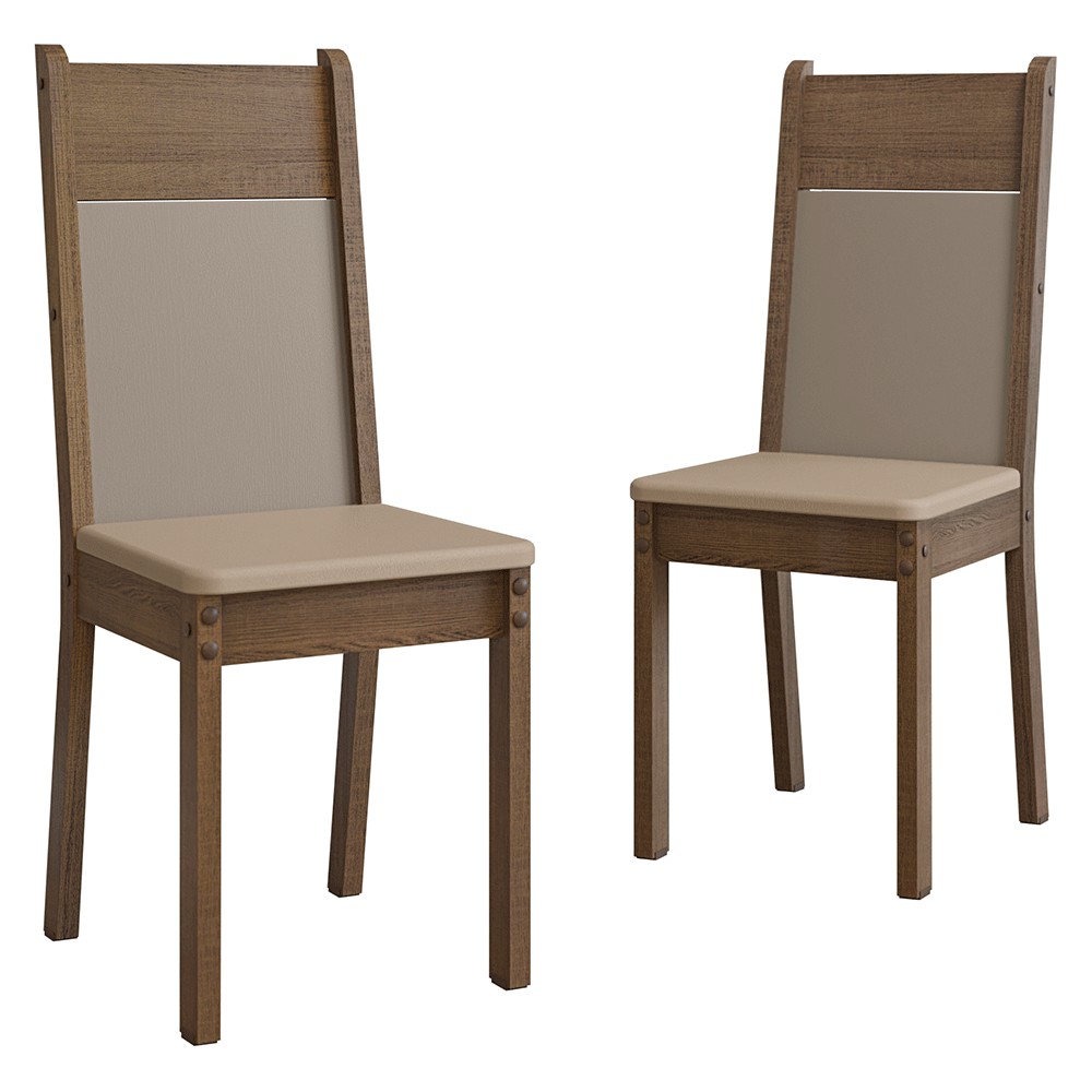 Kit 2 Cadeiras 4280 Madesa Rustic/Sintético Bege