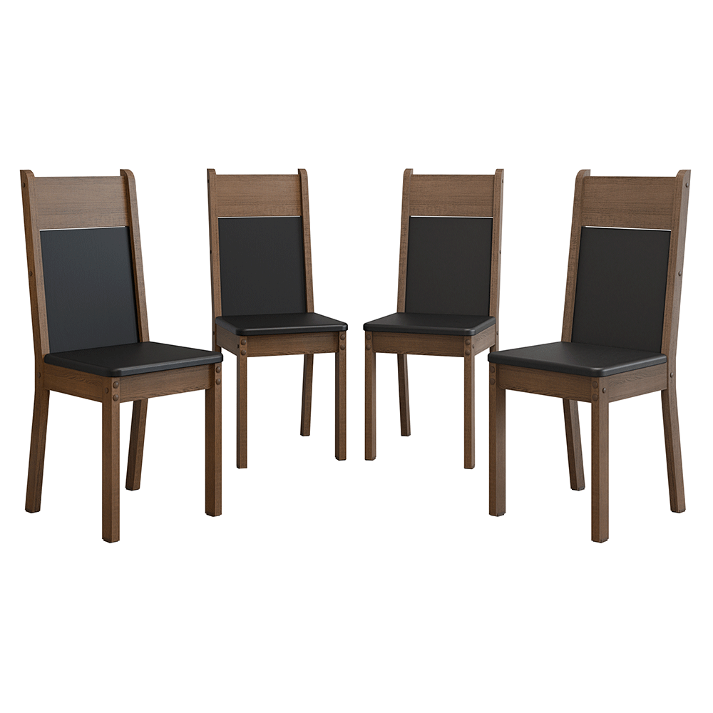 Kit 4 Cadeiras 4280 Madesa Rustic/Preto