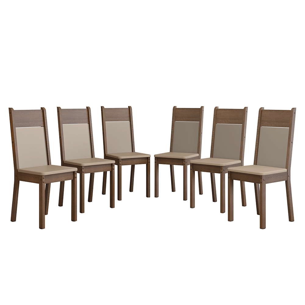 Kit 6 Cadeiras Rustic/Crema/Sintético Bege 4280 Madesa