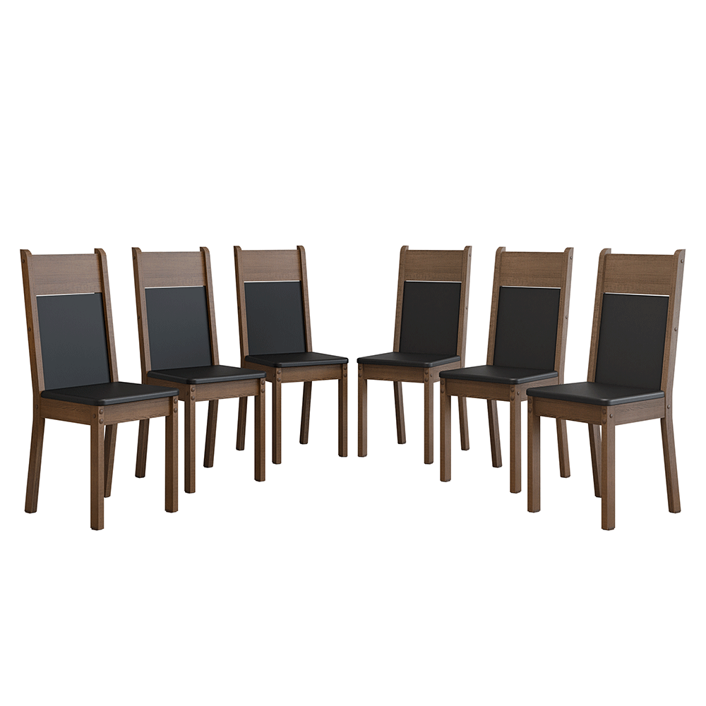Kit 6 Cadeiras Rustic/Preto 4280 Madesa