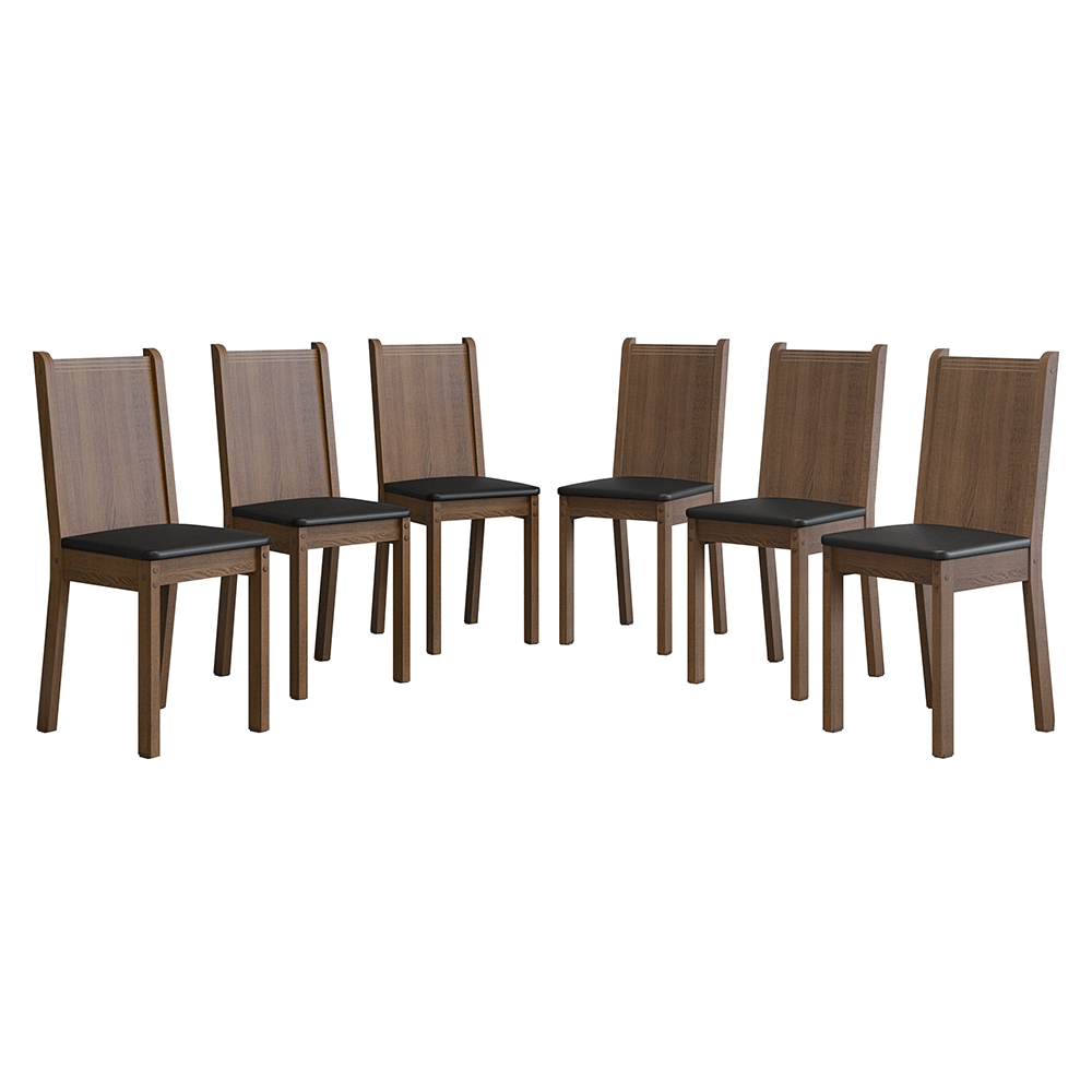 Kit 6 Cadeiras 4290 Madesa Rustic/Sintético Preto