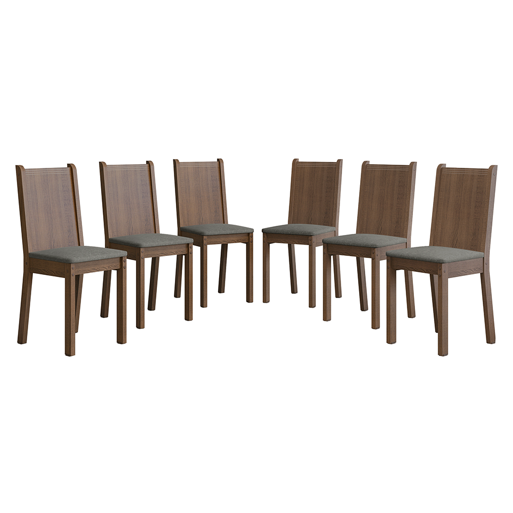 Kit 6 Cadeiras 4290 Madesa Rustic/Silver