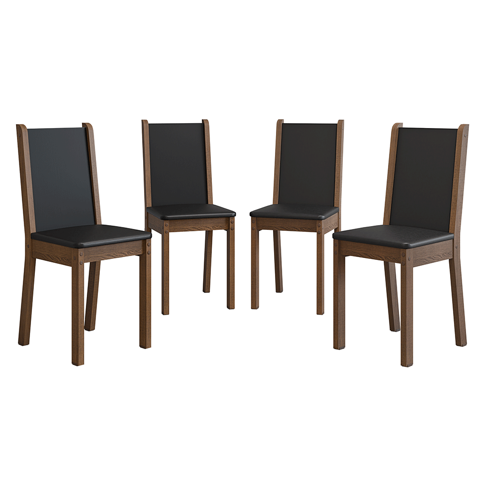 Kit 4 Cadeiras de Jantar 4291 Rustic/Preto Madesa