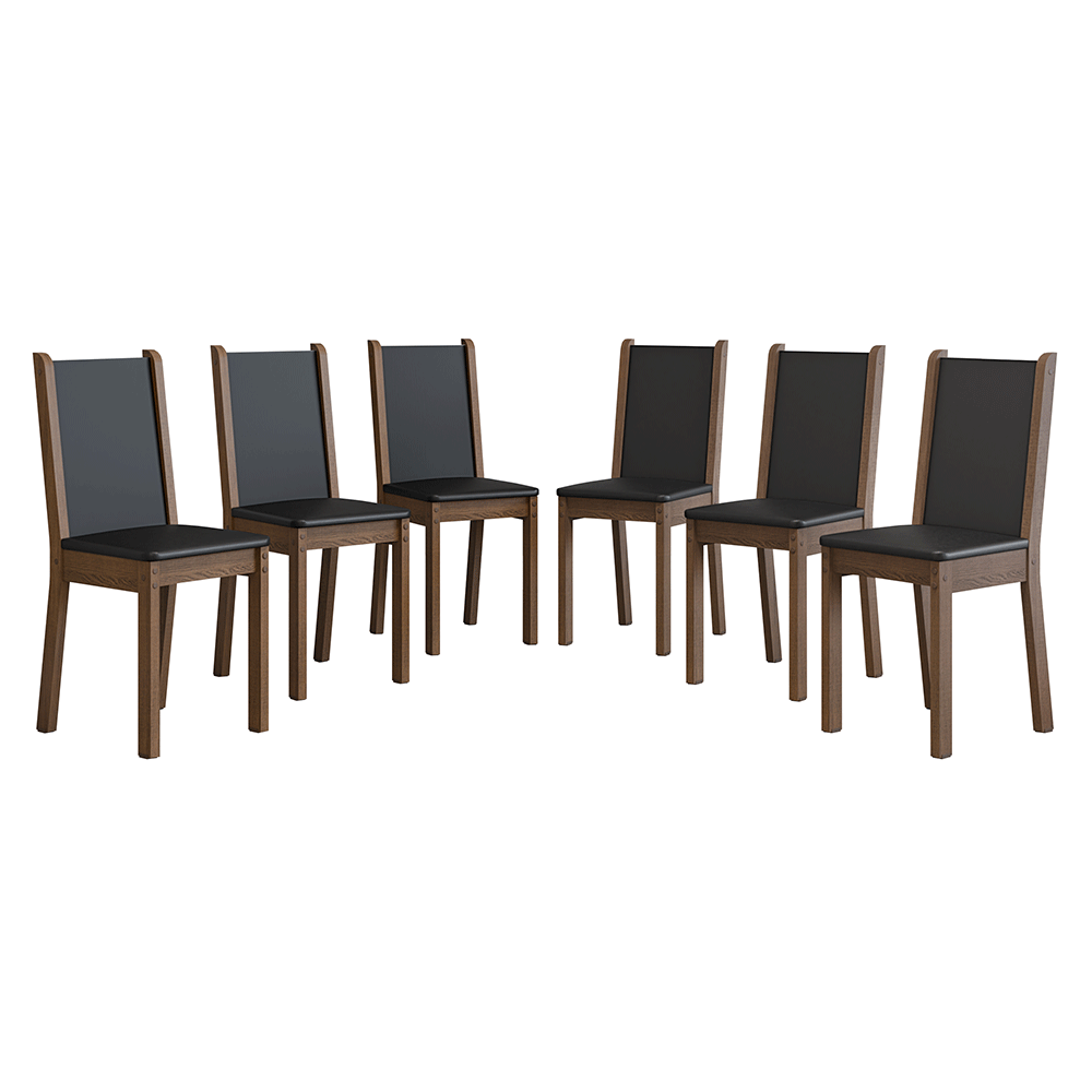 Kit 6 Cadeiras 4291 Madesa Rustic/Preto