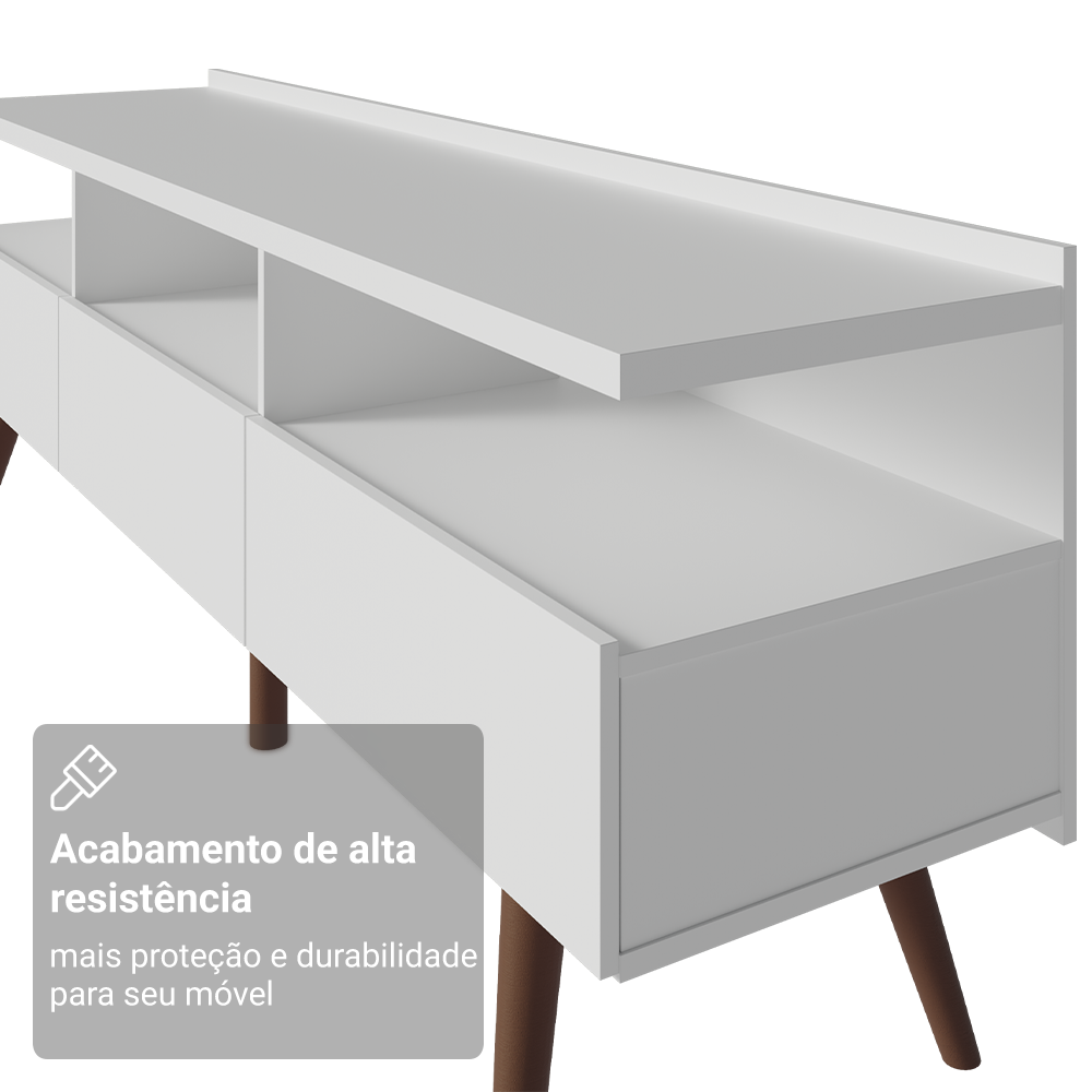 Rack para TV até 65 Polegadas Madesa Londres com Pés Retro Branco
