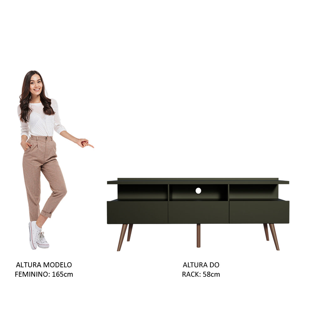 Rack para TV até 65 Polegadas Madesa Londres com Pés Retro Preto