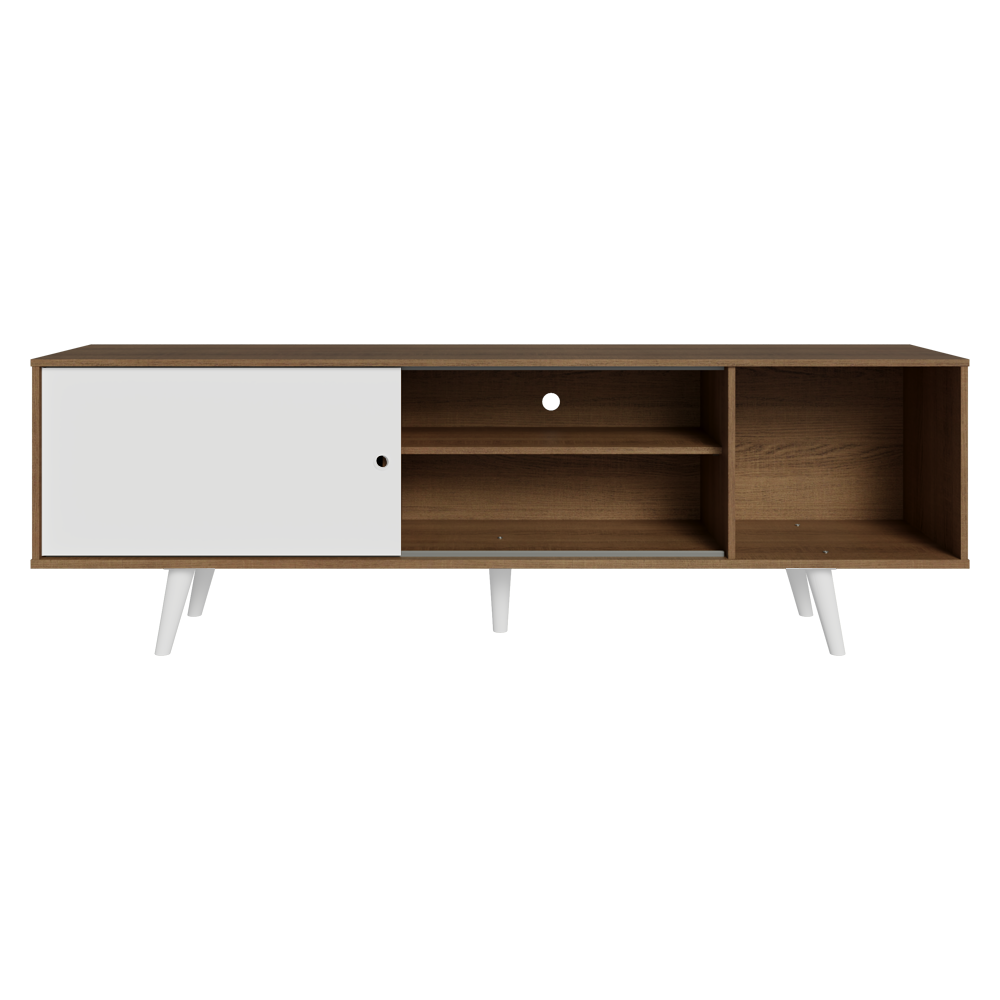 Rack Madesa Dubai para TV até 65 Polegadas com Pés Rustic/Branco 6E09