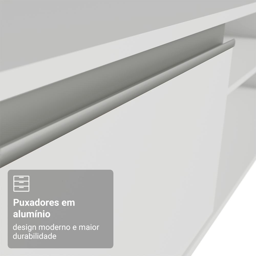 Rack Suspenso para TV até 80 Polegadas 218 cm 2 Portas Branco Glamy Madesa