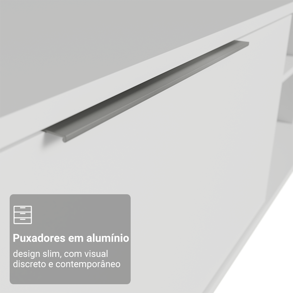 Rack Suspenso para TV até 80 Polegadas 218 cm 2 Portas Branco Stella Madesa