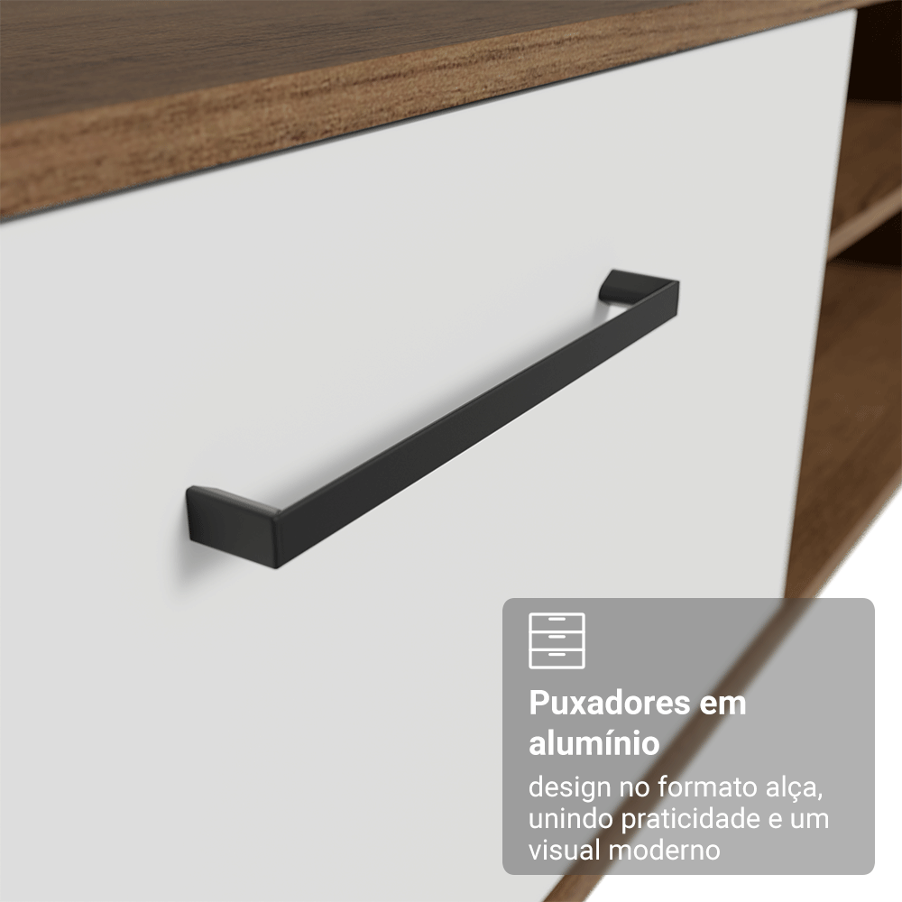 Rack Suspenso para TV até 80 Polegadas 218 cm 2 Portas Rustic/Branco Agata Madesa