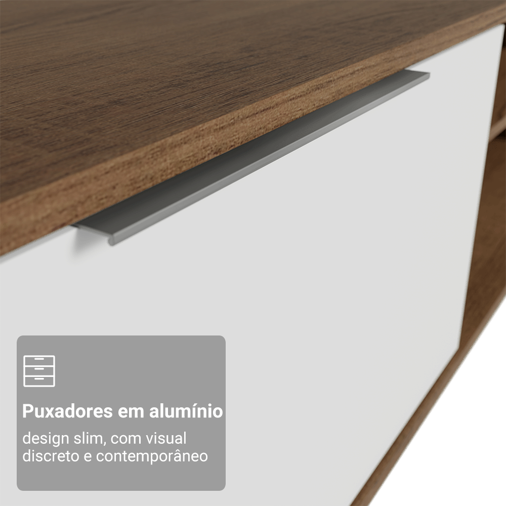 Rack para TV até 80 Polegadas 218 cm 2 Portas Rustic/Branco Stella Madesa
