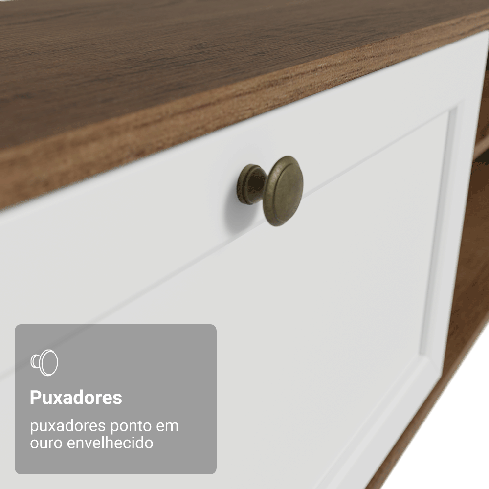 Rack Suspenso para TV até 80 Polegadas 218 cm 2 Portas Rustic/Branco Vik Madesa