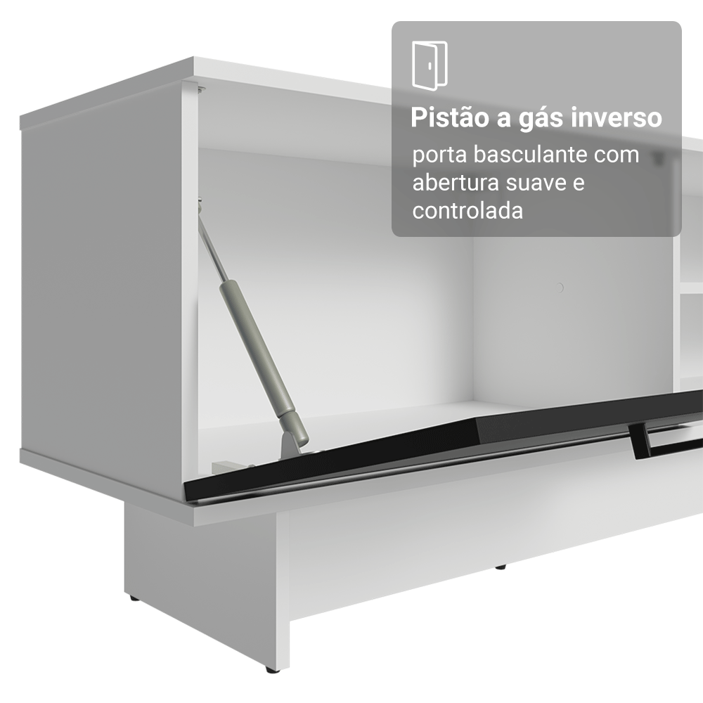 Rack para TV até 80 Polegadas 218 cm 2 Portas Branco/Preto Agata Madesa