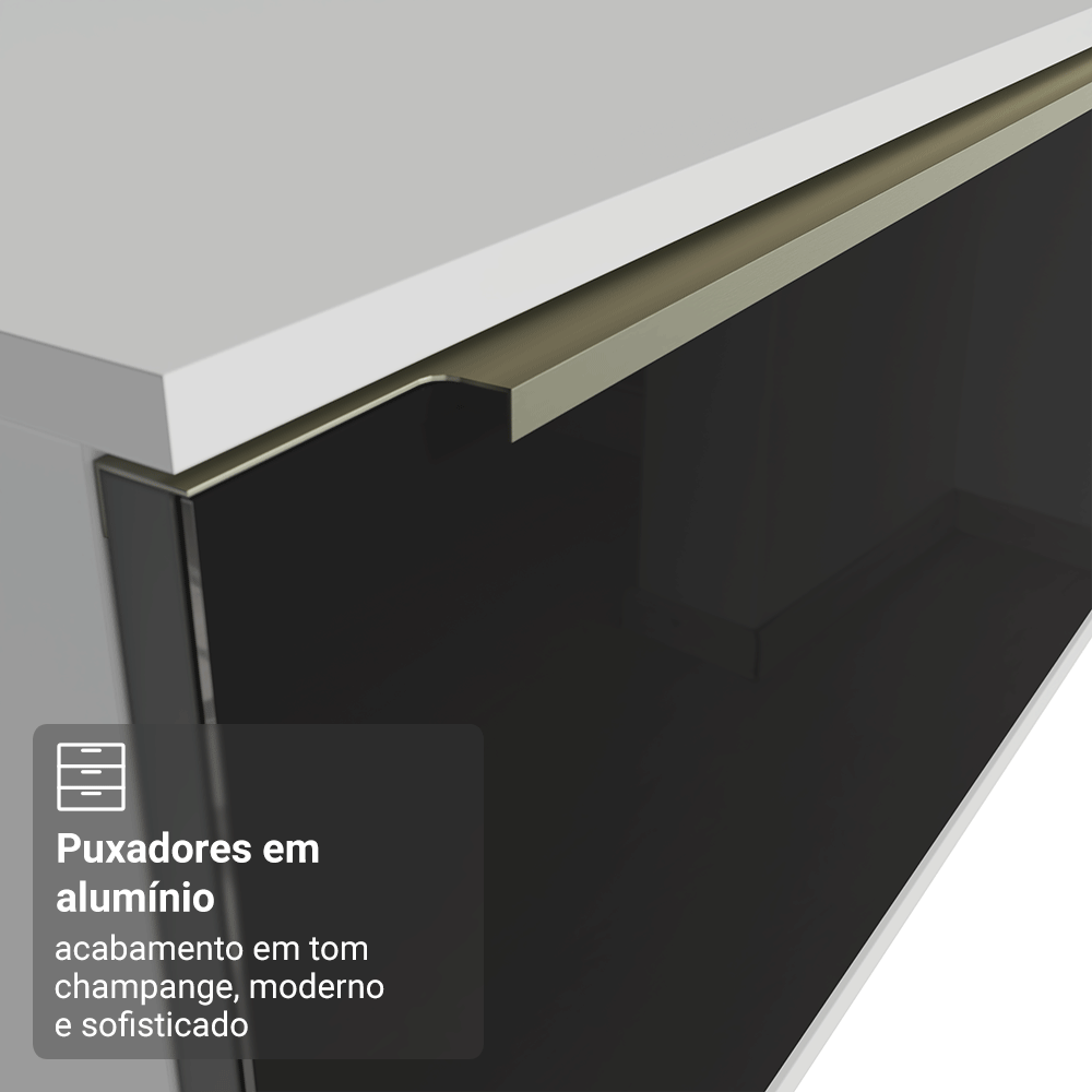 Rack para TV até 80 Polegadas 218 cm 2 Portas Branco/Preto Lux Madesa