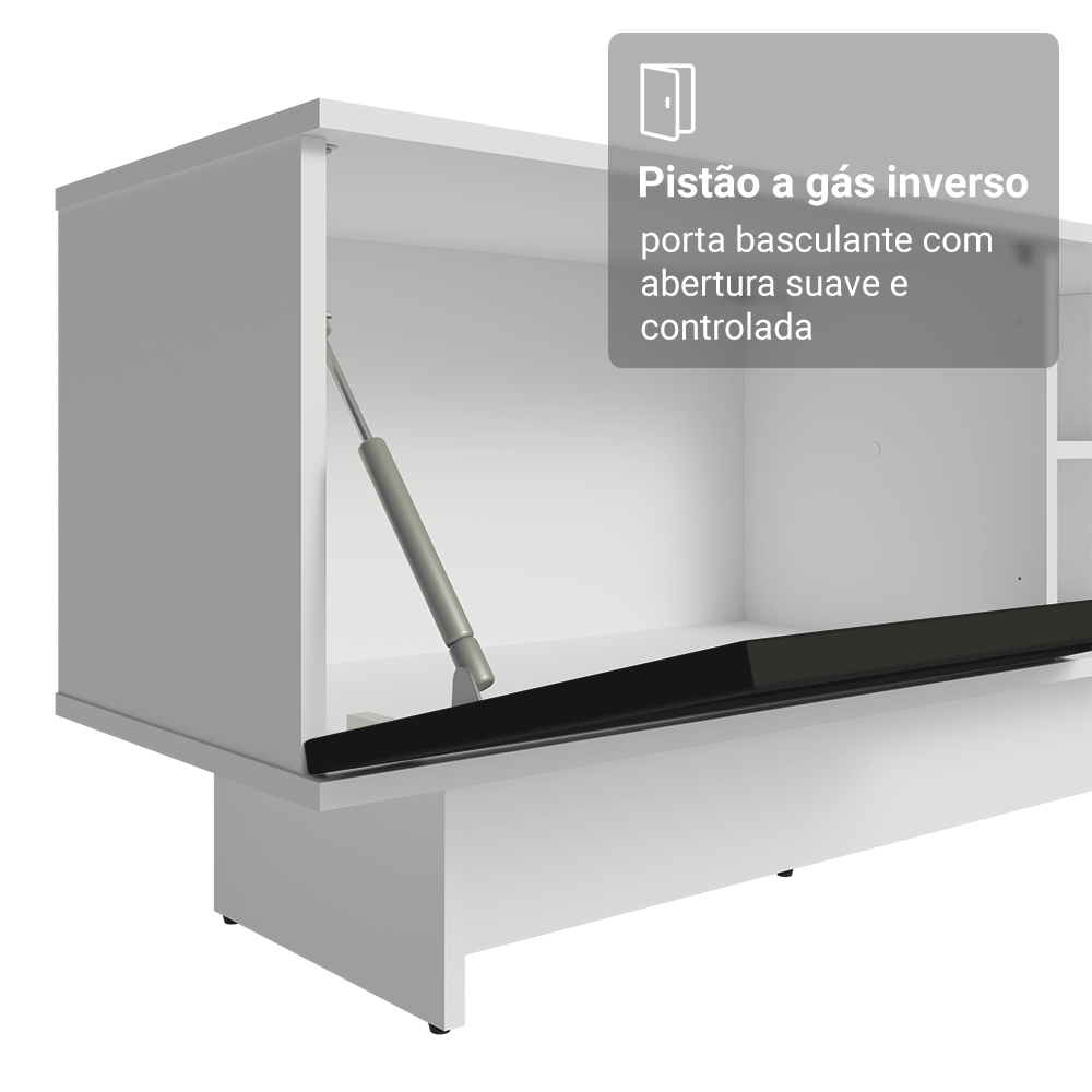 Rack para TV até 80 Polegadas 218 cm 2 Portas Branco/Preto Vik Madesa