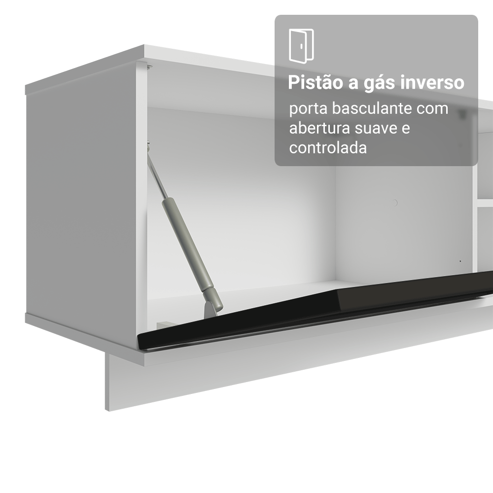 Rack Suspenso para TV até 80 Polegadas 218 cm 2 Portas Branco/Preto Vik Madesa
