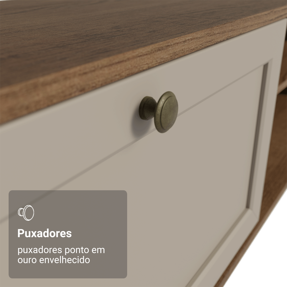 Rack Suspenso para TV até 80 Polegadas 218 cm 2 Portas Rustic/Crema Vik Madesa