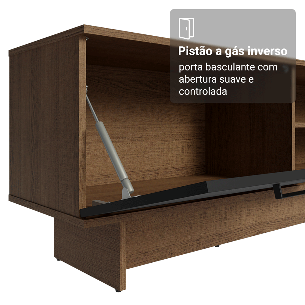 Rack para TV até 80 Polegadas 218 cm 2 Portas Rustic/Preto Agata Madesa