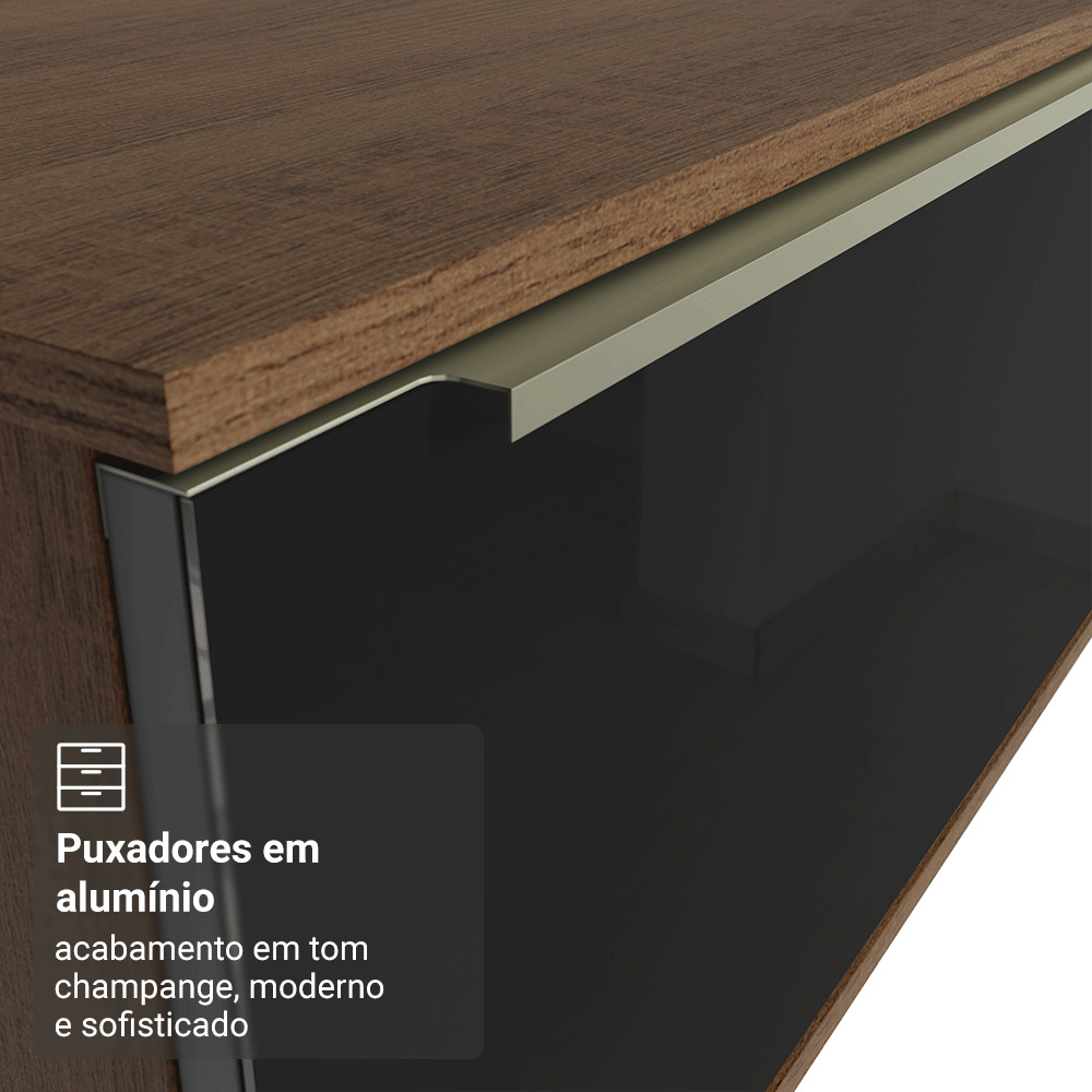 Rack Suspenso para TV até 80 Polegadas 218 cm 2 Portas Rustic/Preto Lux Madesa