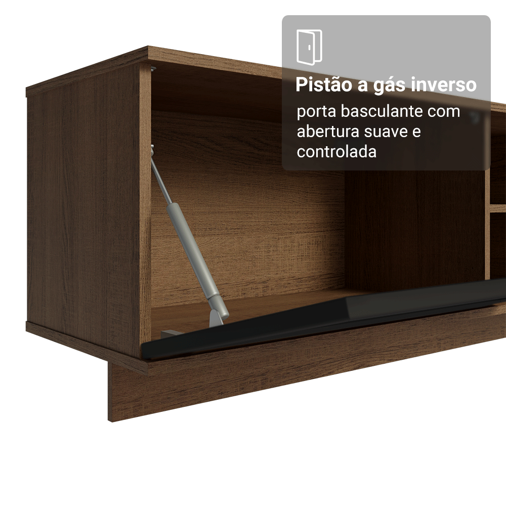 Rack Suspenso para TV até 80 Polegadas 218 cm 2 Portas Rustic/Preto Vik Madesa