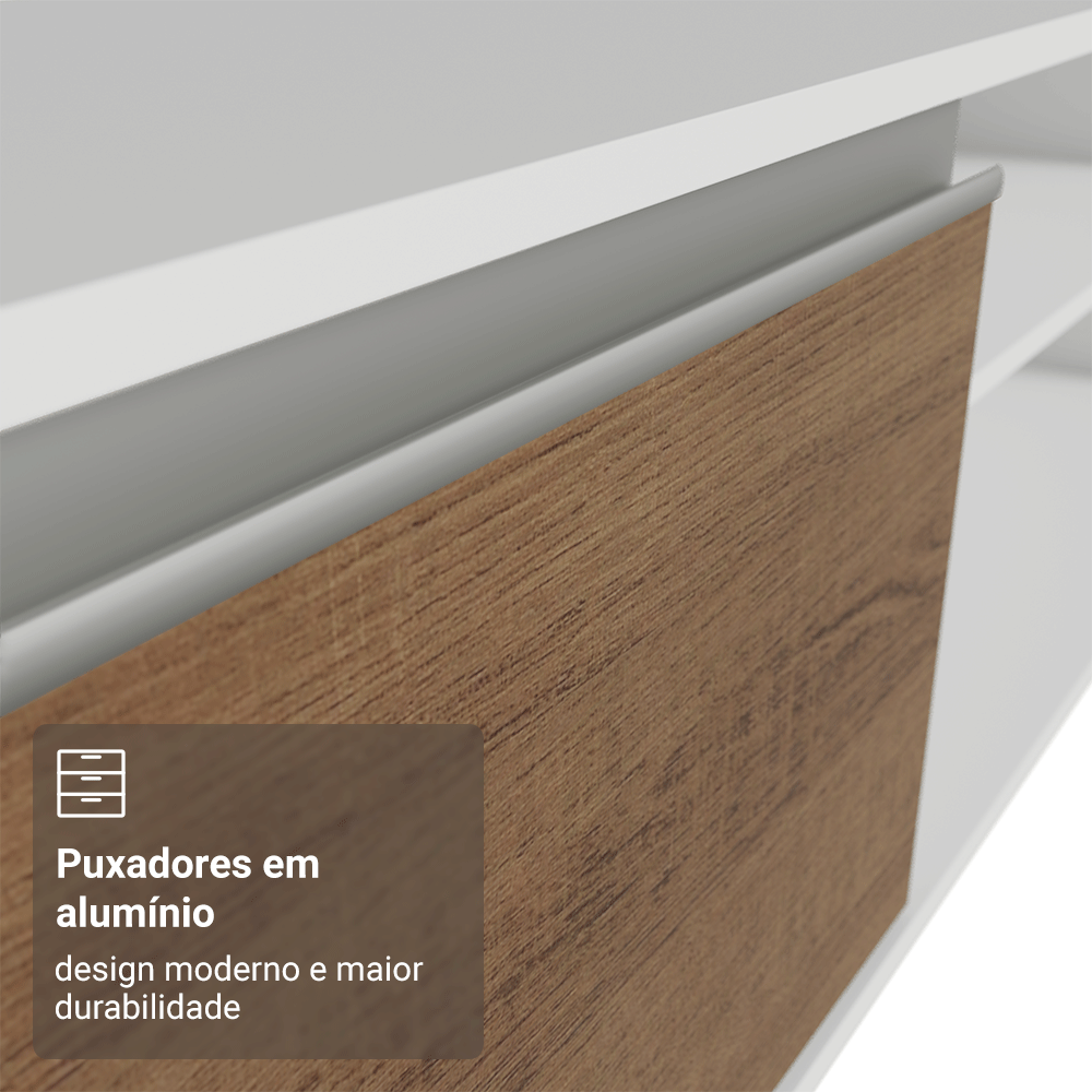 Rack Suspenso para TV até 80 Polegadas 218 cm 2 Portas Branco/Rustic Glamy Madesa
