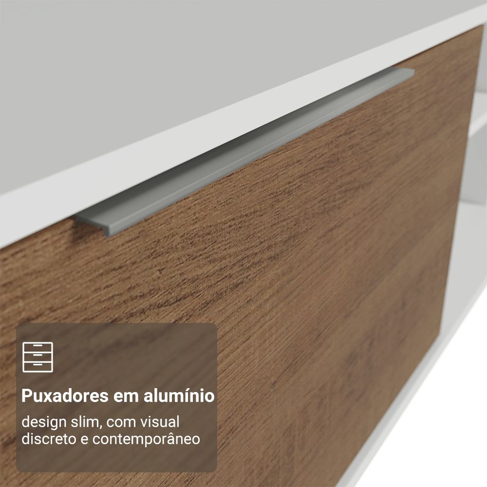 Rack Suspenso para TV até 80 Polegadas 218 cm 2 Portas Branco/Rustic Stella Madesa