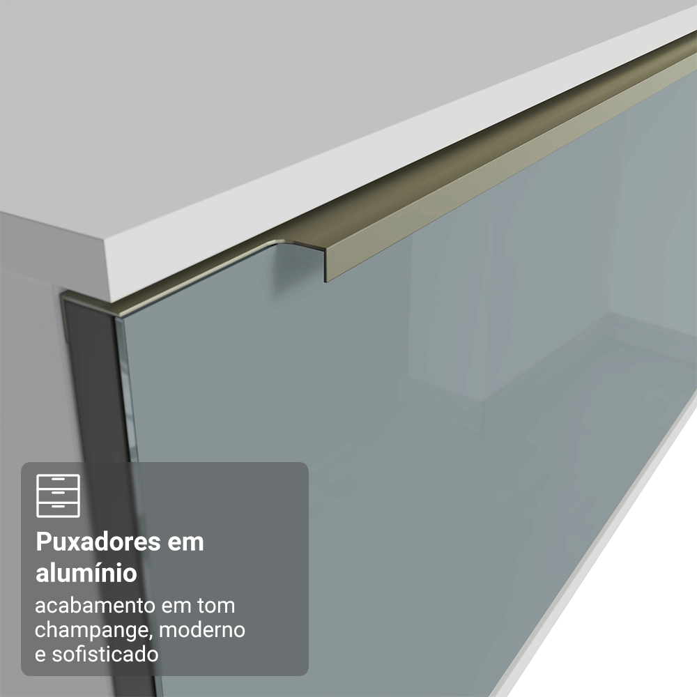 Rack para TV até 80 Polegadas 218 cm 2 Portas Branco/Cinza Lux Madesa