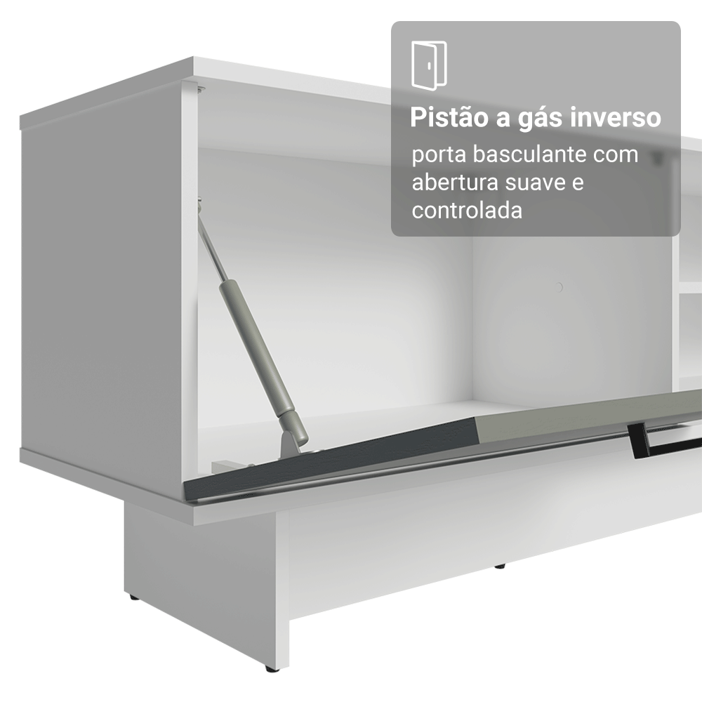 Rack para TV até 80 Polegadas 218 cm 2 Portas Branco/Cinza Agata Madesa