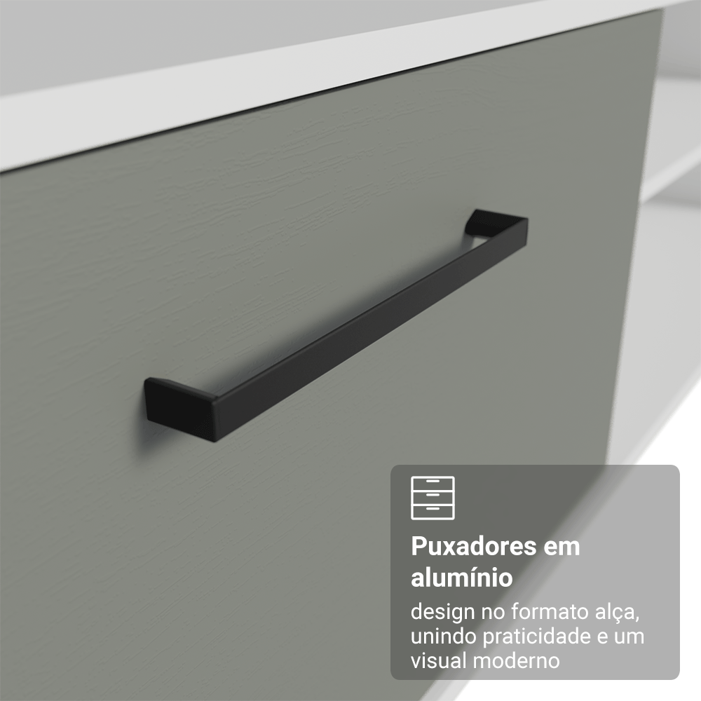 Rack Suspenso para TV até 80 Polegadas 218 cm 2 Portas Branco/Cinza Agata Madesa